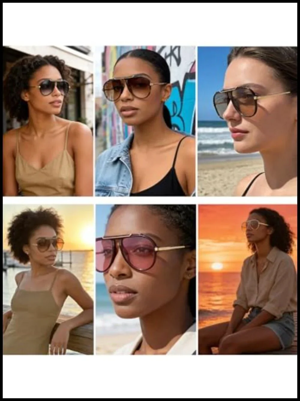 Oversized Retro Aviator Sunglasses UV400 Protection